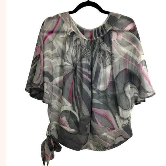 PRINCIPLES 100% Silk, gray and pink blouse - Picture 2 of 5